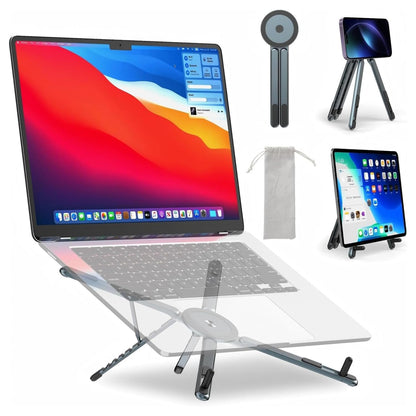 3-in-1 Adjustable Laptop Stand – Portable Aluminium Foldable Holder for Laptop, Tablet & Mobile (10–17”) | 8-Level Height, Non-Slip
