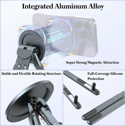 3-in-1 Adjustable Laptop Stand – Portable Aluminium Foldable Holder for Laptop, Tablet & Mobile (10–17”) | 8-Level Height, Non-Slip