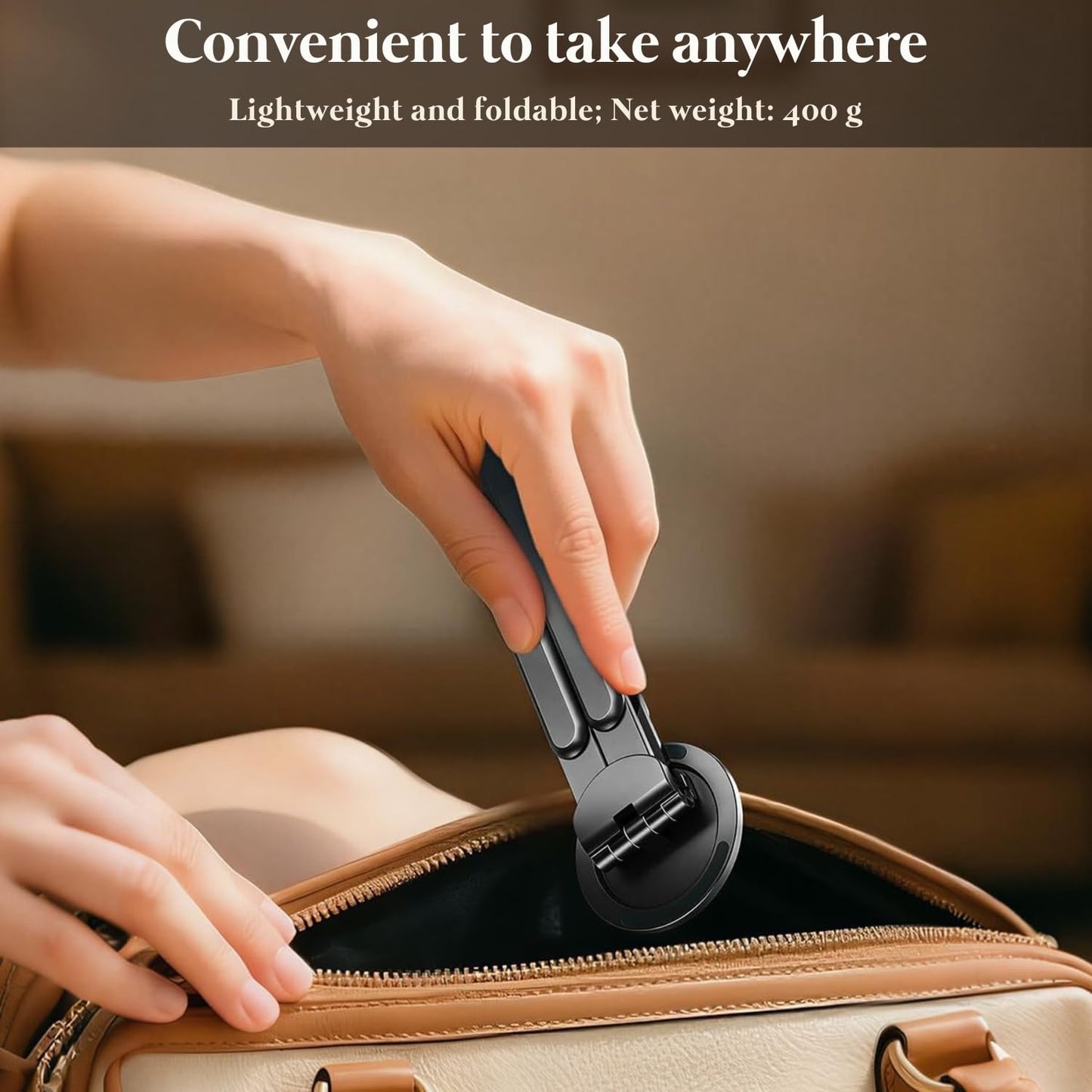 3-in-1 Adjustable Laptop Stand – Portable Aluminium Foldable Holder for Laptop, Tablet & Mobile (10–17”) | 8-Level Height, Non-Slip